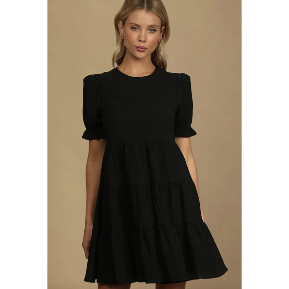 Lulus Favorite Day Tiered Mini Dress Black - Picture 1 of 7